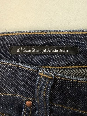 Talbots Slim Straight Ankle Jeans 16 Dark Blue Regina Wash Womens Denim