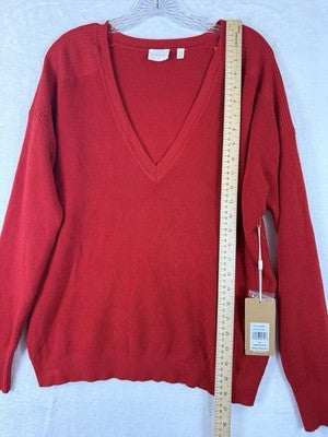 Cyrus Sweater XL Womens Red V Neck Long Sleeve Tops New NWT