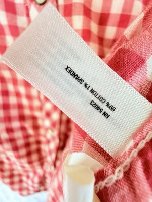 Gap Western Shirt Pearl Snap Womens XXL Pink Gingham Cotton Lightweight Roll Tab