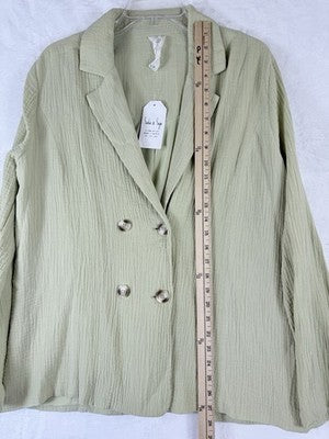Sadie And Sage By The Shore Blazer Large 100% Cotton Gauze Green New NWT