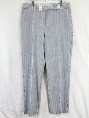 Talbots Seersucker Pants 8 Tapered Ankle Market Stripe Blue Womens New NWT