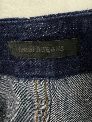 Uniqlo Jeans Womens 10 Relaxed Fit Tapered High Rise Dark Blue Denim