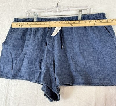 Gap Cotton Gauze Easy Shorts XL Womens Blue Pull On 3.5” New NWT