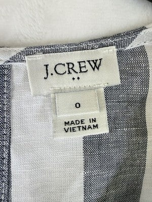 J Crew Linen Top XS Womens Sleeveless Gray White Tie Hem