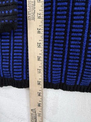 Talbots Sweater Large Black Blue Pullover Funnel Neck Knit Womens Tops