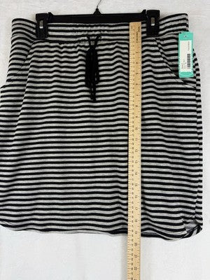 Stitch Fix XL Knit Skirt Renee C Blue Gray Black Striped Pull On Womens New NWT