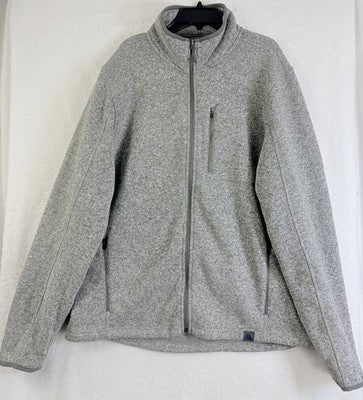 LL Bean Sweater Fleece Jacket Gray Mens Large Full Zip