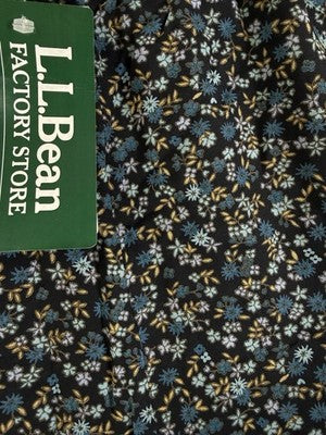 LL Bean Womens 2X Peasant Skirt Black Floral Print Midi Lined Flowy New NWT