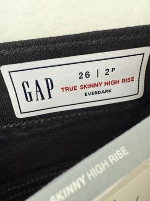 Gap High Rise True Skinny Jeans 26 2 Petite Womens Black Denim New NWT