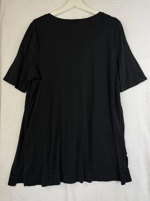 J Jill Top XL Pima Short Sleeve V Neck Tee Black Womens