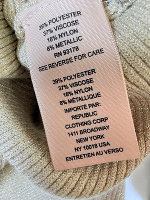 Philosophy Sweater 3X Womens Beige Gold Batwing Boat Neck Metallic Tops New