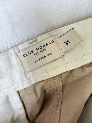 Club Monaco Baxter Shorts 31 Mens 6” Chino Khaki Tan Beige Slim New NWT