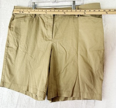 Lands End Shorts 20w Chino Mid Rise Tan Beige 10” Plus Size Womens
