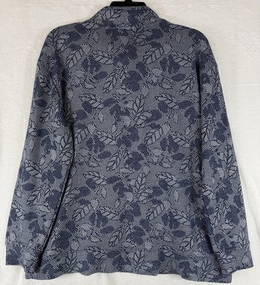 Lands End Womens Tops Large Blue Pullover Mock Neck Button Long Sleeve Knit