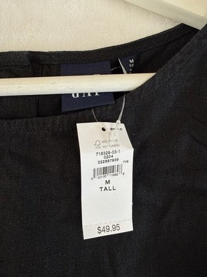 Gap Cropped Top Medium Tall Linen Blend Crop Shell Tank Sleeveless Black New NWT