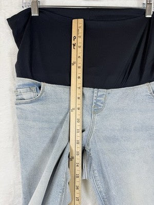 Old Navy Maternity Capri Jeans 6 Light Blue Denim Full Panel Womens