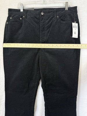Lauren Ralph Lauren Corduroy Pants 14 Womens Black Mid Rise Straight Leg New NWT