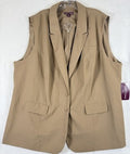 Jessica London 24W Sleeveless Blazer Beige Lined Jacket Vest New NWT