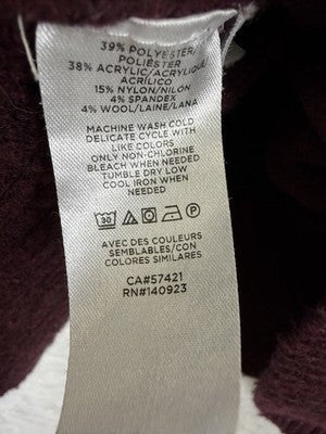 Ann Taylor Loft Sweater Medium Wool Blend Burgundy V Neck Pullover Tops Women