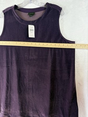 J Jill XL Top Sleeveless Purple Velour Velvet Womens New NWT