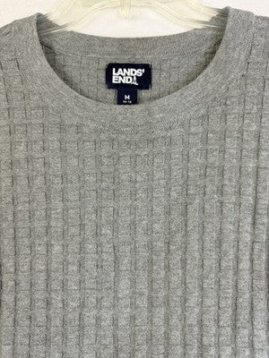 Lands End Sweater Medium Gray 3/4 Sleeve Womens