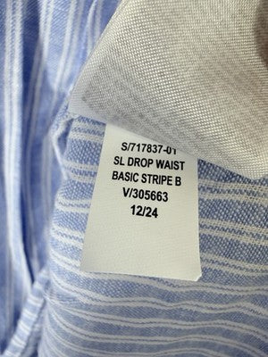 Gap Maxi Dress Medium Womens Sleeveless Linen Blend Blue Striped Drop Waist New