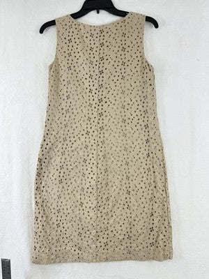 Talbots Dress 6 Sleeveless Eyelet Beige Short Shift 100% Cotton Womens
