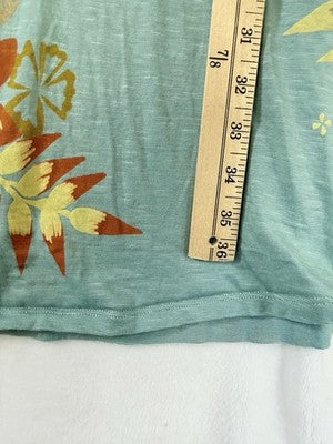 Toad And Co Rosemarie Dress Large Blue V Neck Floral Womens Fit Flare Knit