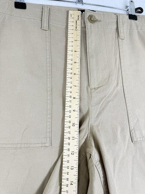 Lands End Womens Utility Pants 18 Petite High Rise Chino 18P Tan Beige