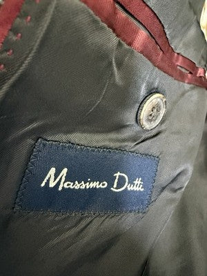 Massimo Dutti Jacket 40 Mens Gray 100% Wool Plaid Blazer Single Breasted Suit