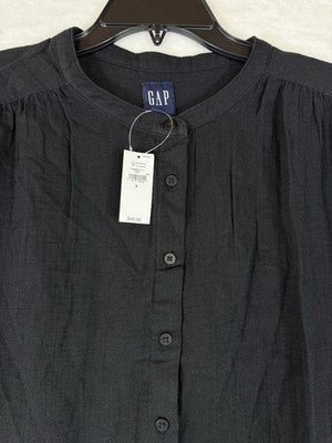 Gap Cotton Gauze Dolman Shirt Small Womens Top Black Button Up Short Sleeve New