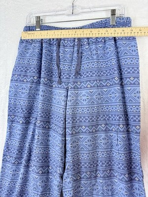 LL Bean Flannel Pajama Pants Womens Medium Blue Fair Isle