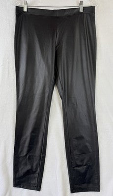 Clara Sun Woo Large Pants Black Faux Leather Pull On Womens