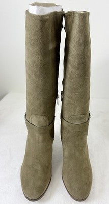 Coach Boots Womens Size 9.5 Beverly Mid Calf Green Suede Leather Block Heel