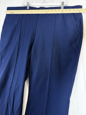 Lands End Straight Leg Pants 24W Navy Blue Pencil Pintuck Plus Size Womens