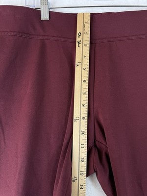 Lands End Starfish Slim Leg Pants 1X Burgundy Knit Pull On Plus Size Womens