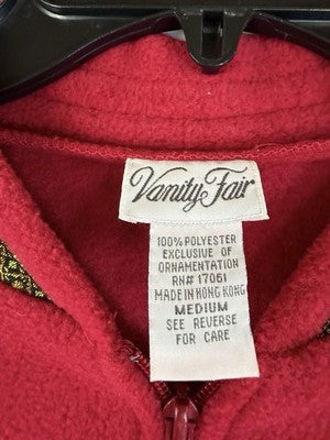 Vintage Vanity Fair Robe Medium Red Fleece Full Zipper Housecoat Womens