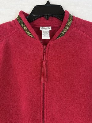 Vintage Vanity Fair Robe Medium Red Fleece Full Zipper Housecoat Womens