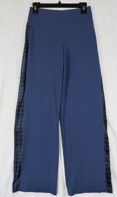 Women With Control Pants XS Blue Pull On Blue Straight Leg Plaid Knit Womens