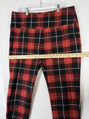 Slim Sation Pants XL Red Tartan Plaid Multiples Pull On Womens Slimsation