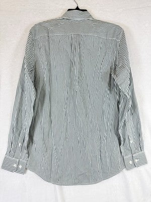Gap Mens Shirt XS Button Up Cotton Poplin Classic Green White Striped Button New