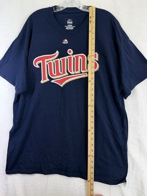 Minnesota Twins Shirt Mens XL Blue Cotton Short Sleeve Tee Majestic MLB Baseball