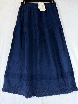 Gap X Doen Skirt XS Midi Blue Long Eyelet Pull On Cottagecore Boho Women New NWT