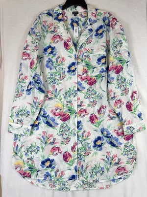 Gap Body Pajamas XL Cotton Poplin PJ Shirtdress Floral Nightgown 100% Cotton New