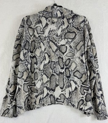 Clara Sun Woo Top Large Sweater Cowl Neck Cozy Texture Python Long Sleeve Womens