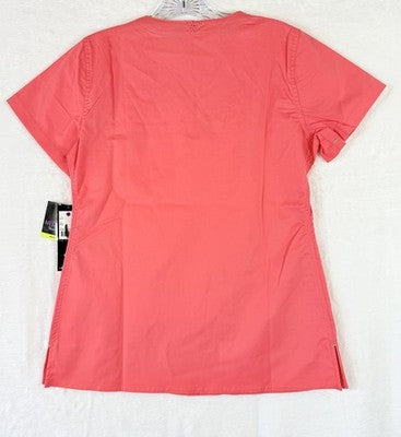 Med Couture Insight Scrub Top XS Women V Neck Short Sleeve Coral Pink New NWT