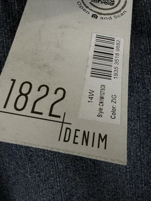 1822 Denim Jeans 14W Womens Ankle Skinny Fringe Hem Blue Mid Rise New NWT