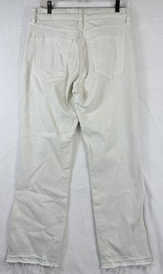 Amo Bella Jeans 30 Ivory White Oak Denim Raw Hem Womens