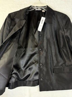 Chicos Shantung Jacket Size 2 Large Womens Black New NWT