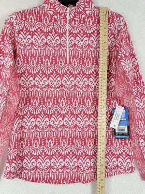 IBKUL Womens Long Sleeve Top Medium 1/4 Zip Mock Neck Pink Barbara Golf